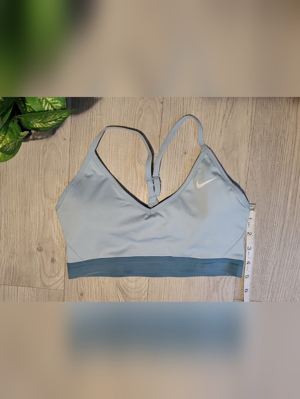 Nike Dri-Fit Indy Light Support Padded Sports Bra Light Blue & Dark Teal, Medium - Picture 8 of 15